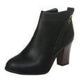 thumbnail image 1 of Mepaouo Womens Cutout Ankle Booties Block Heel Leather Slip on Work Short Boots Fall Winter Outdoor Shoes, 1 of 1