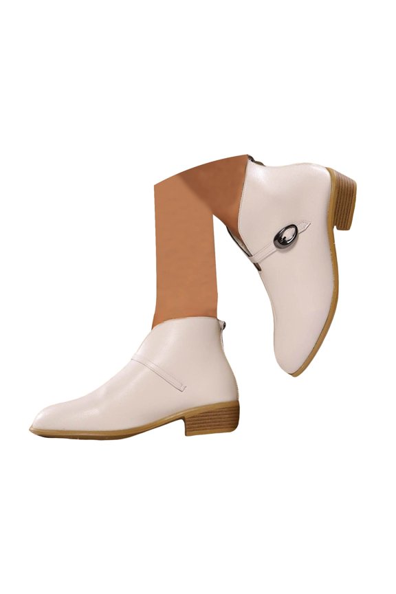 Womens Cutout Slip on Booties Fleece Lined Buckle Walking Work Snow Winter Outdoor Boots