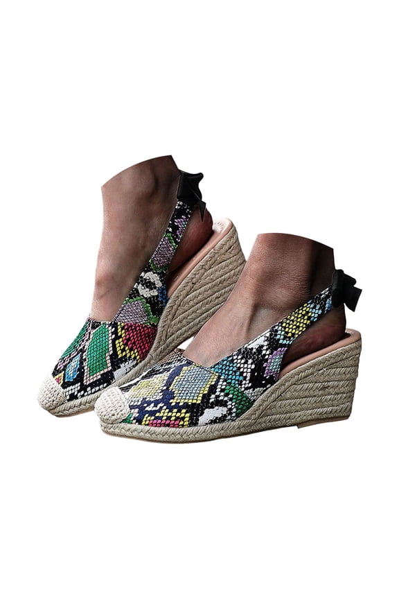 Womens Espadrilles Wedges Shoes Closed Toe Platform Slingback Canvas Dress Summer Sandals