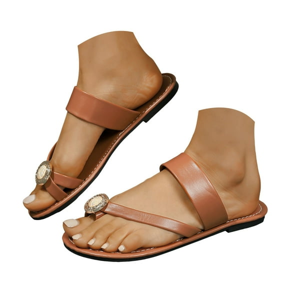 Mepaouo Womens Flat Sandals Summer Beach Slide Shoes Toe Ring Casual Dressy Footbed Flip Flops
