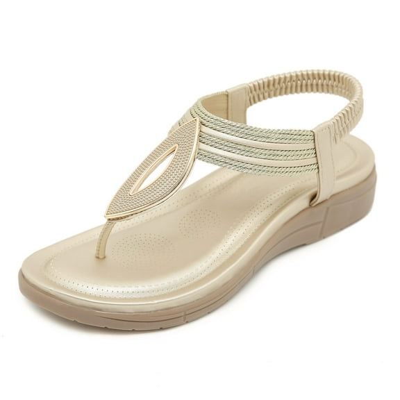Mepaouo Womens Flats Sandals Arch Support Slingback Wedge Flip Flops Bohemian Dressy Summer Shoes