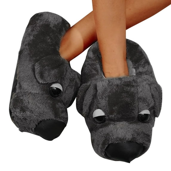 Mepaouo Womens Furry Monster Adventure Slippers Men's Big Feet Novelty Warm Winter Funny Indoor Shoes