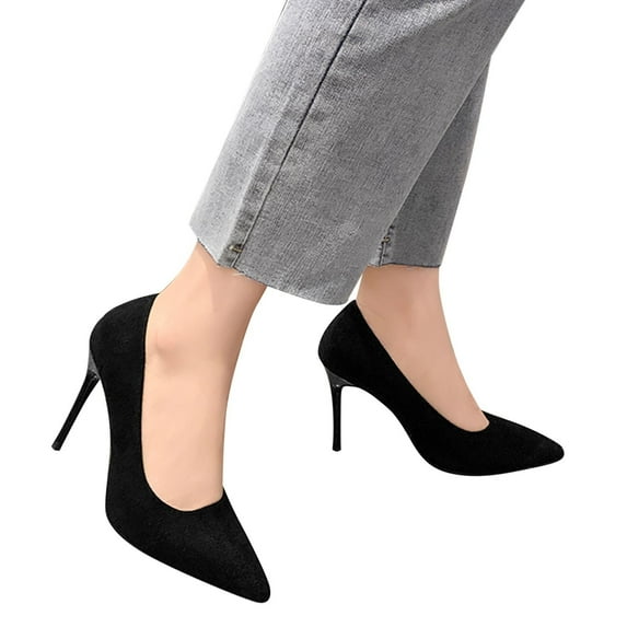 Mepaouo Womens High Heels Suede Stiletto Poiny Toe Pumps Shoes Prom Evening Wedding Dress Shoes