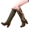 thumbnail image 1 of Mepaouo Womens Knee High Boots Round Toe Heel Boot Fleece Lined Zipper Winter Long Boots(Green,7), 1 of 7