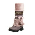 thumbnail image 1 of Mepaouo Womens Knee High Snow Boots Fuzzy Fleece Bowknot Athletic Trekking Winter Boots(Purple,6), 1 of 5