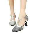 thumbnail image 1 of Mepaouo Womens Latin Dance Shoes Low Heel Straps Ballroom Dance Shoe Sparkle Heels Pumps, 1 of 4