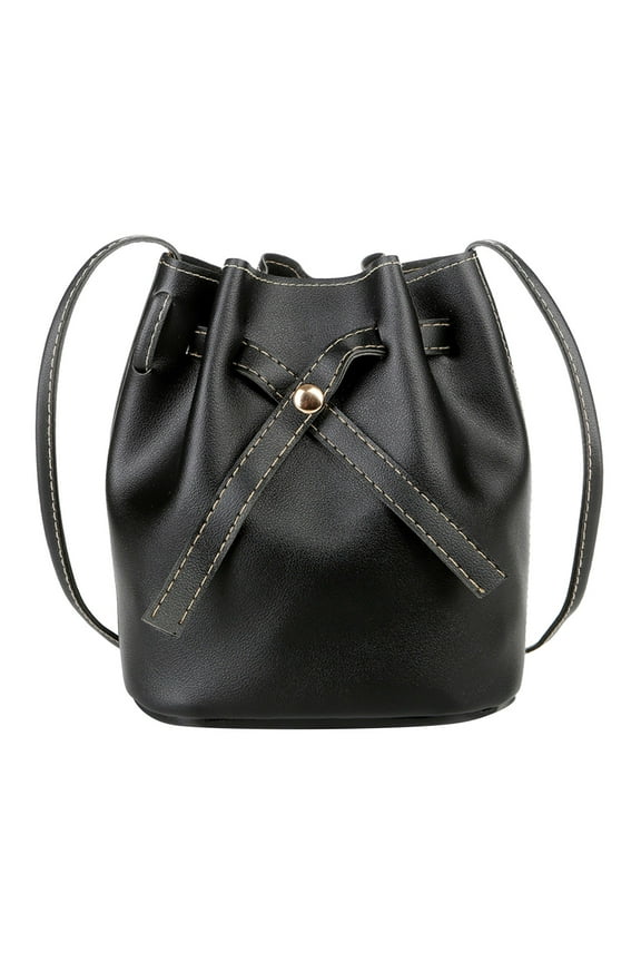 Womens Leather Bucket Bags Drawstring Crossbody Purse Shoulder Medium Tote Hobo Handbags