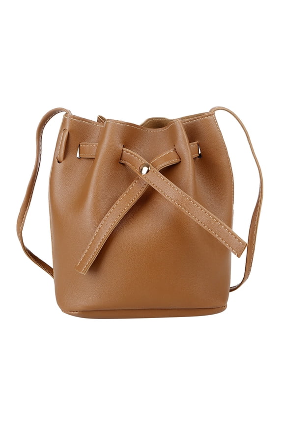 Womens Leather Bucket Bags Drawstring Crossbody Purse Shoulder Medium Tote Hobo Handbags
