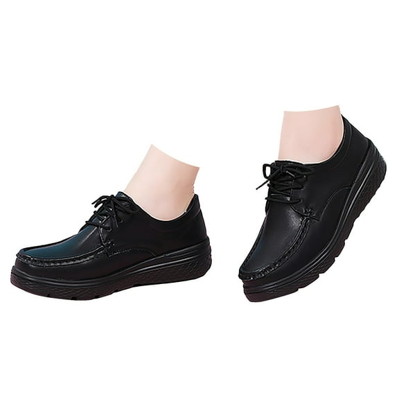 Mepaouo Womens Leather Slip on Shoes Comfort Walking Work Nurse Loafers Lightweight Casual Dress Shoe