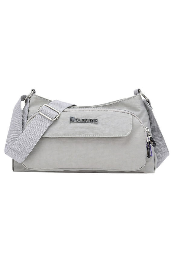 Womens Men Shoulder Bag Waterproof Crossbody Purse Handbag Multi Pockets Tote Satchel(White)