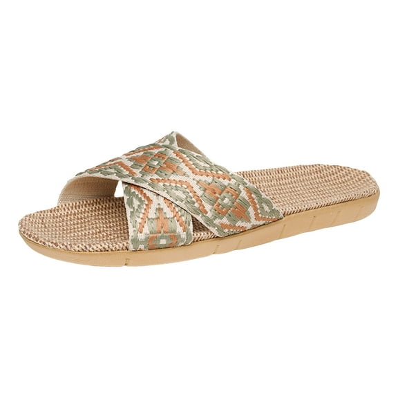Mepaouo Womens Mens House Slippers Linen Indoor Outdoor Summer Beach Shoes Unisex Home Slide Shoes