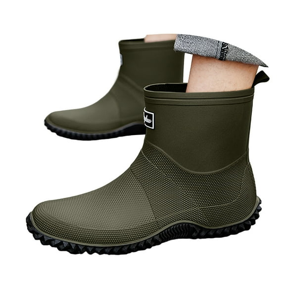 Mepaouo Womens Mens Rain Boots Waterproof Ankle Deck Booties Anti Slip Mud Shoes for Garden Fishing Farming