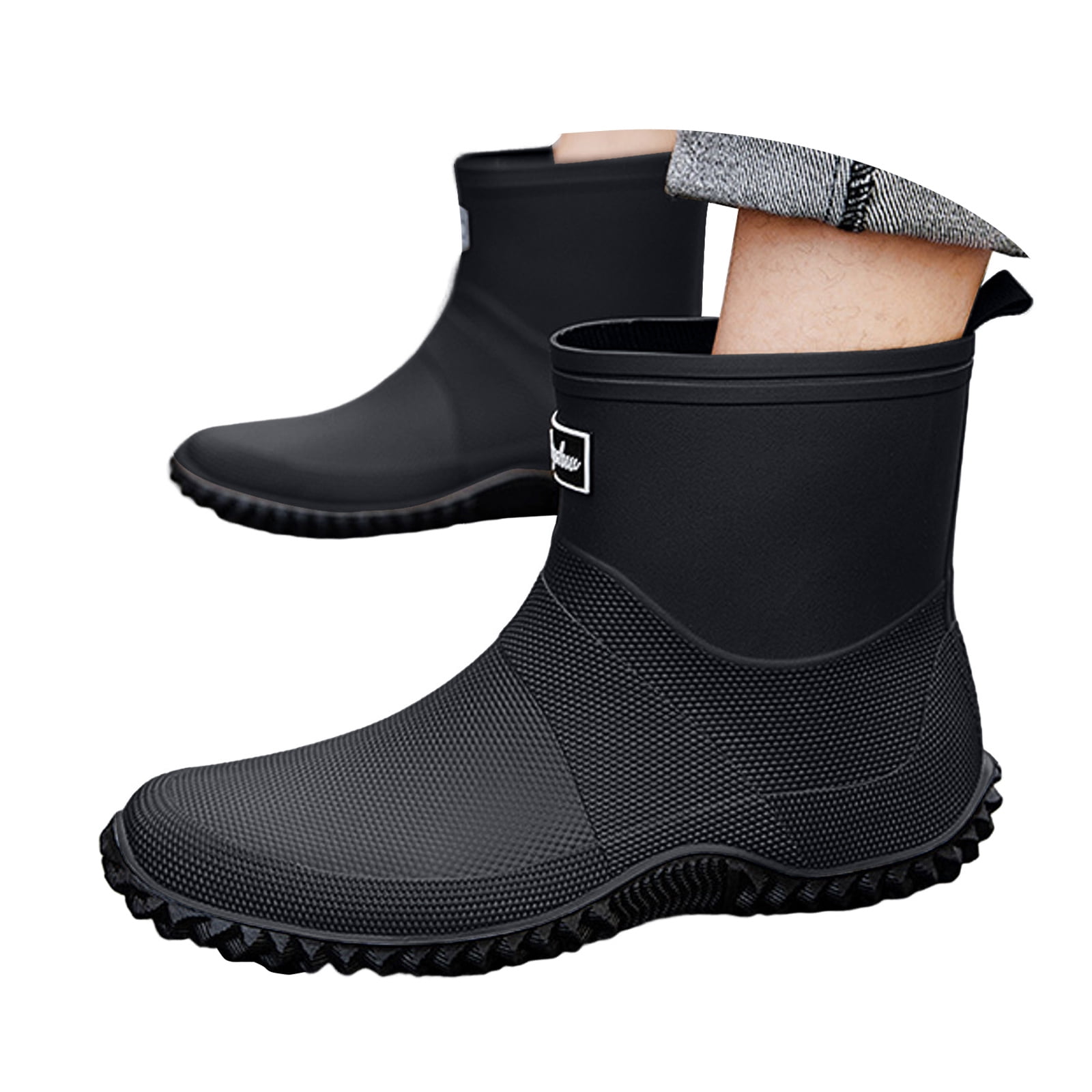 Mepaouo Womens Mens Rain Boots Waterproof Ankle Deck Booties 