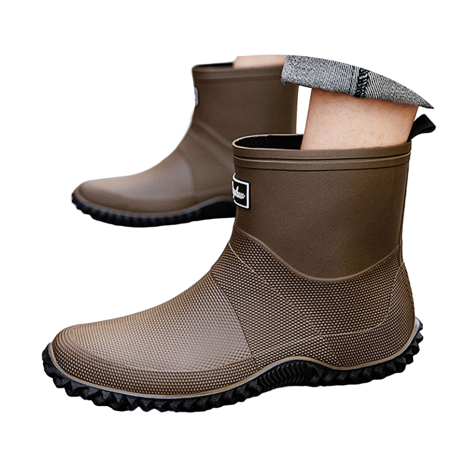 Men\'s Insulated Rain Boots Ankle Garden Waterproof Rubber Mud Booties Ankle Boots Rain Proof Booties Wide Fit Ankle Rain Boots For  main image 4