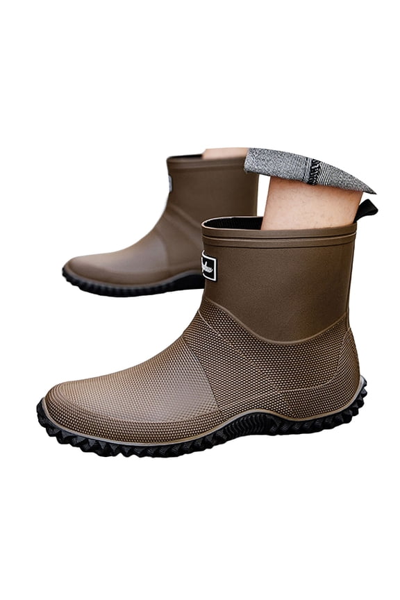 Womens Mens Rain Boots Waterproof Ankle Deck Booties Anti Slip Mud Shoes for Garden Fishing Farming