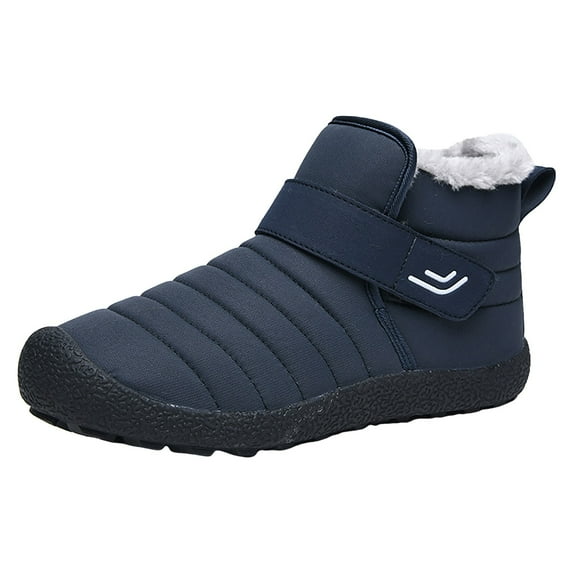 Mepaouo Womens Mens Walking Snow Boots Fleece Lined Waterproof Sticky Winter Ankle Booties(Blue,8.5)