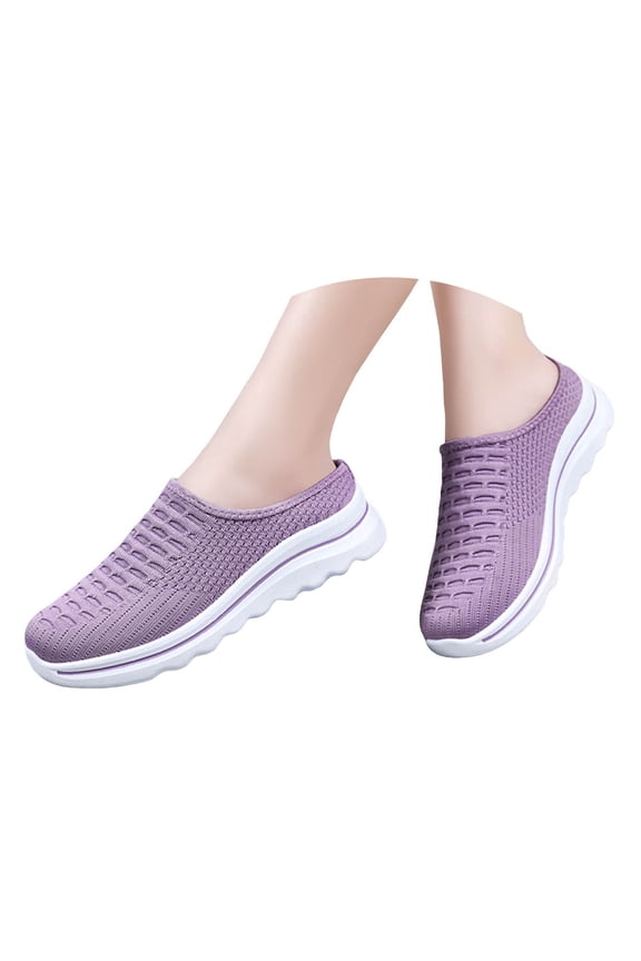 Womens Mesh Mules Slip on Shoes Backless Sneakers Knit Flats Running Walking Tennis Shoes