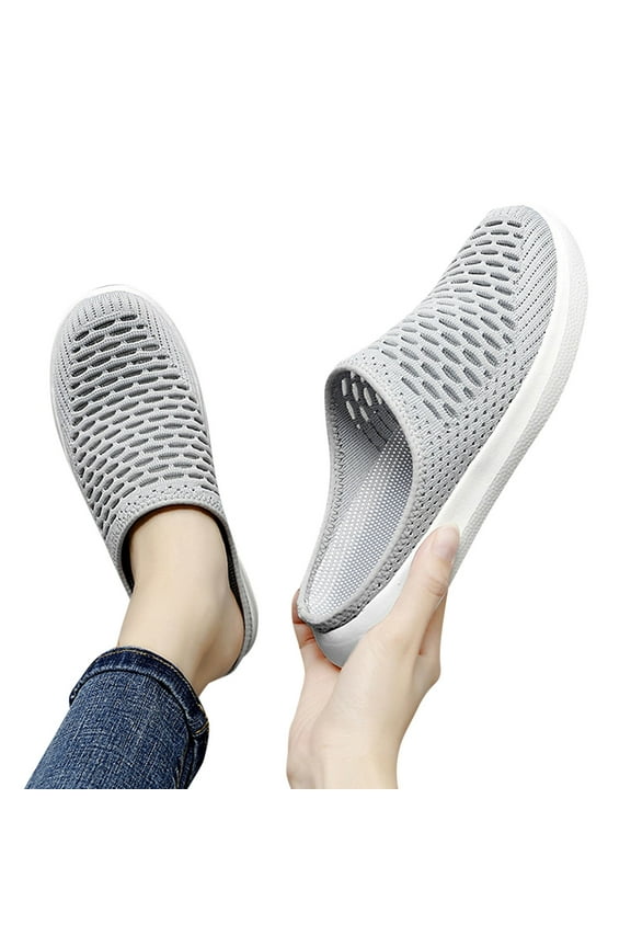 Womens Mesh Walking Mules Breathable Foam Sole Walking Mules Lightweight Casual Sneakers