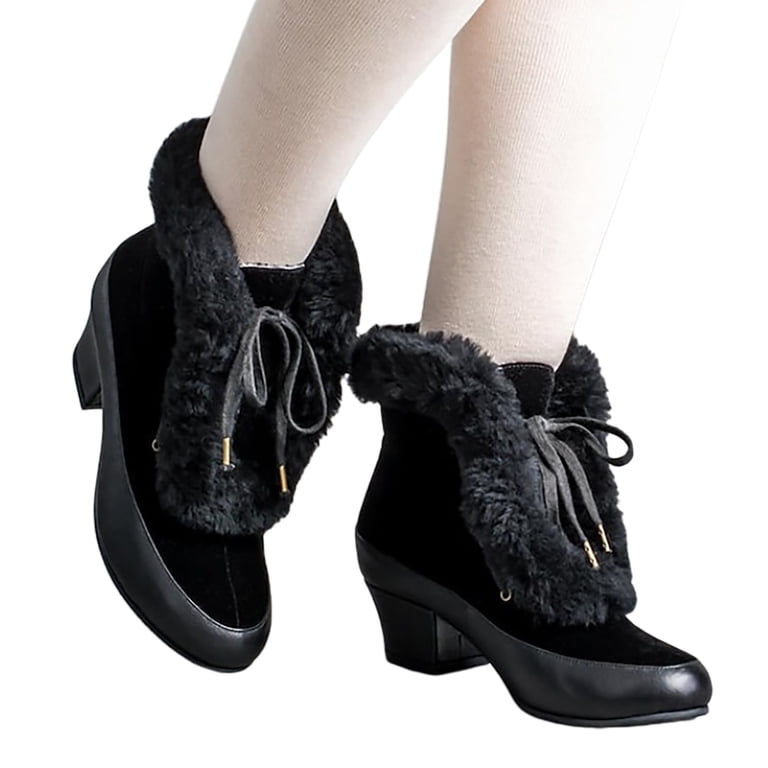 Mepaouo Womens Moccasin Plush Snow Boots Low Heel Warm Winter Ankle Dress Boots for Women, Women's, Size: 8, Black Mepaouo Womens Moccasin Plush Snow Boots Low Heel Warm Winter Ankle Dress Boots for Women, Women's, Size: 8, Black