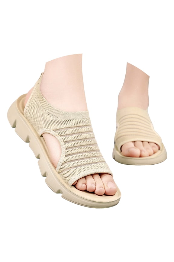 Womens Orthopedic Walking Sandals Sport Outdoor Hiking Water Shoes with Arch Support Beige 7.5