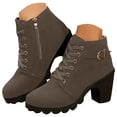 thumbnail image 1 of Mepaouo Womens Platform Ankle Boots Lace up Chunky Side Zipper Military Combat Short Booties Winter Shoes, 1 of 6