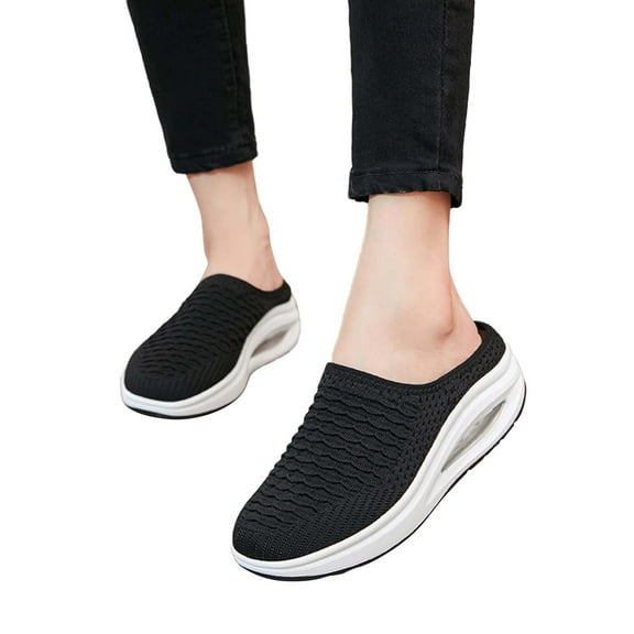 Mepaouo Womens Platform Mules Memory Foam Mesh Casual Sport Slip on Shoes Outdoor Walking Slide