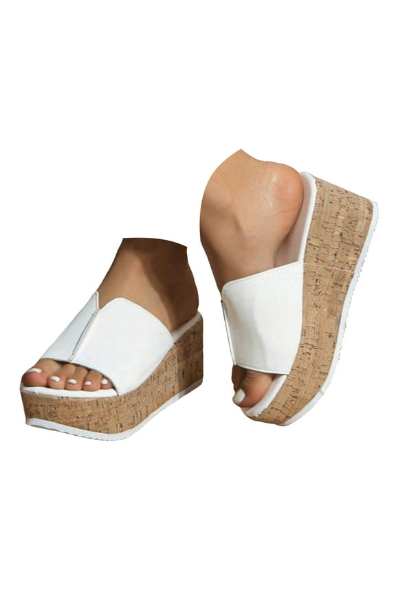 Womens Platform Sandals Open Toe Cork Wedge Slides Orthopedic Chunky Casual Sumemr Shoes