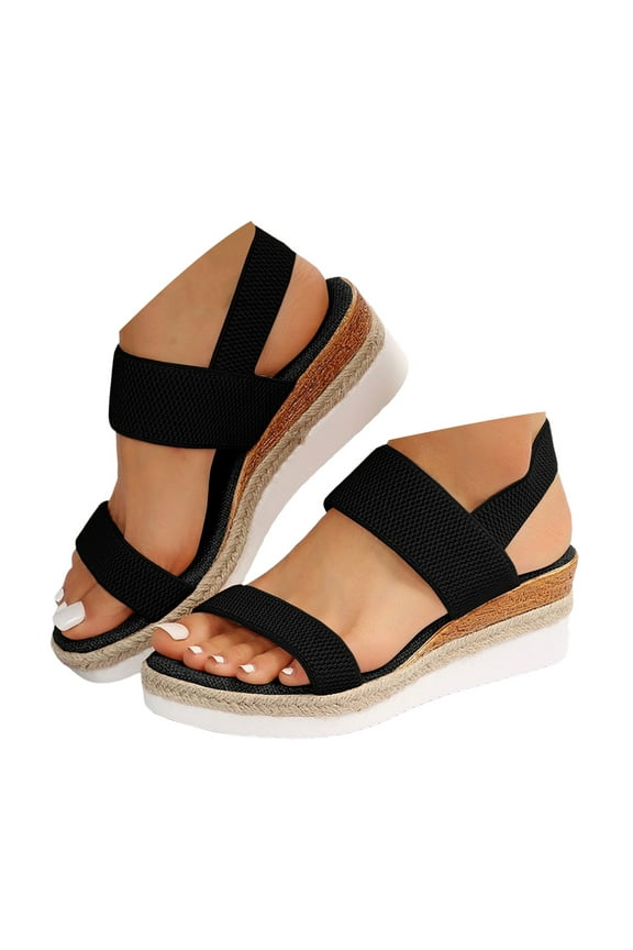 Womens Platform Sandals Open Toe Espadrilles Dressy Slip on Shoes Ankle Strap Wedges Sandal
