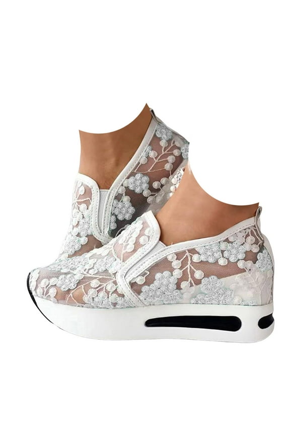 Womens Platform Sneakers Low Top Chunky Casual Slip on Running Walking Tennis Shoes for Women