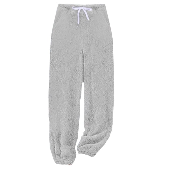 Mepaouo Womens Plush Warm Pajama Pants Fluffy Soft Fleece Sleep Pant Lounge Pj Bottoms(Grey,XL)