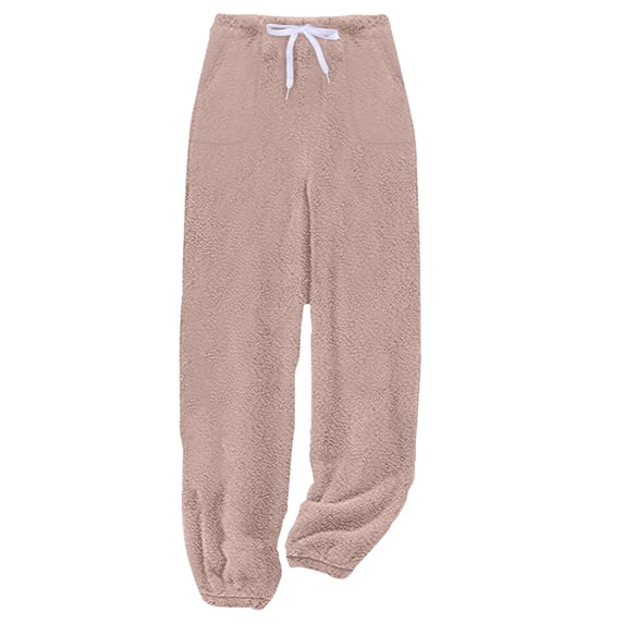 Mepaouo Womens Plush Warm Pajama Pants Fluffy Soft Fleece Sleep Pant Lounge Pj Bottoms(Pink,M)