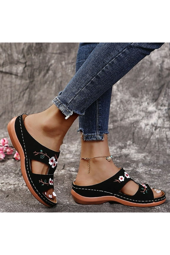 Wedge Sandals Women Summer Open Toe Dressy Shoes Arch Support Orthopedic Platform Slides