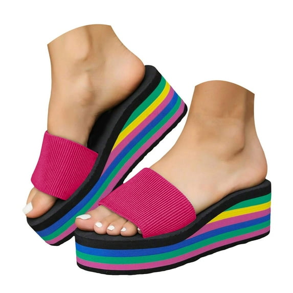 Mepaouo Womens Slide Sandals 2025 Fashion Platform Walking Slippers Mesh Yoga Mat Wedge Casual Shoes