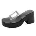 thumbnail image 1 of Mepaouo Womens Slide Sandals Block Heeled Square Open Toe Clear Band Platform Slip on Mules Size 6, 1 of 9