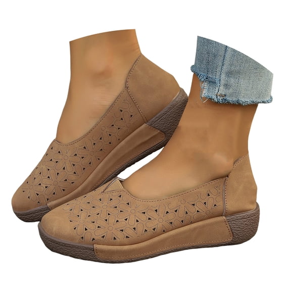 Mepaouo Womens Slip on Loafers Hollow Platform Walking Flat Shoes Driving Casual Dressy Moccasins