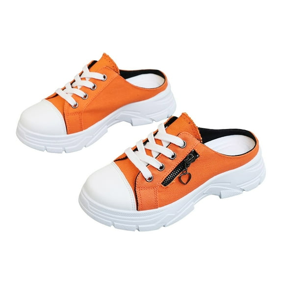 Mepaouo Womens Slip on Mule Sneakers Arch Support Lace up Canvas Platform Fashion Running Shoes