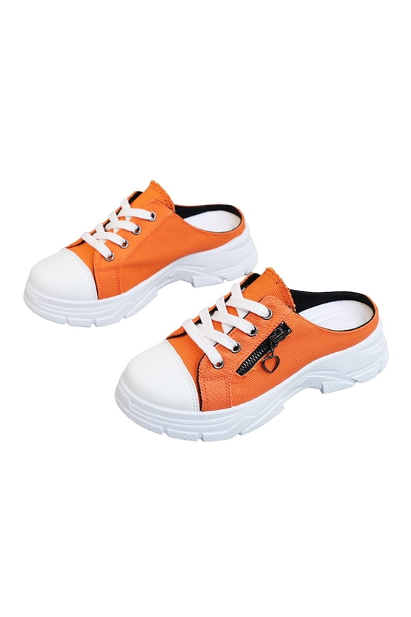 Womens Slip on Mule Sneakers Arch Support Lace up Canvas Platform Fashion Running Shoes