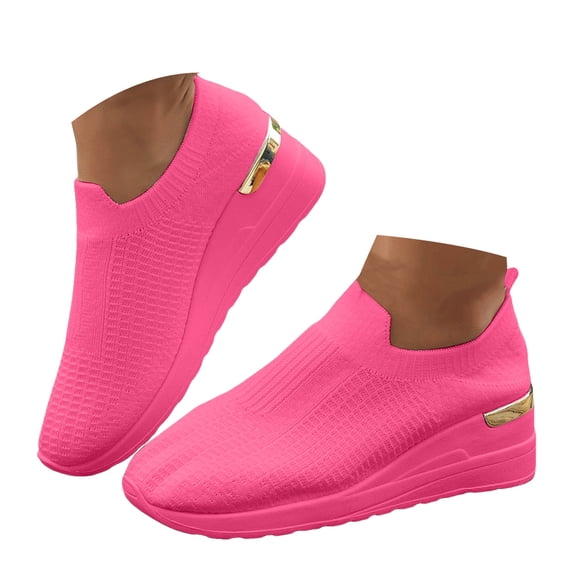 Mepaouo Womens Slip on Walking Shoes Platform Wedge Sock Shoe Non Slip Mesh Tennis Running Sneakers