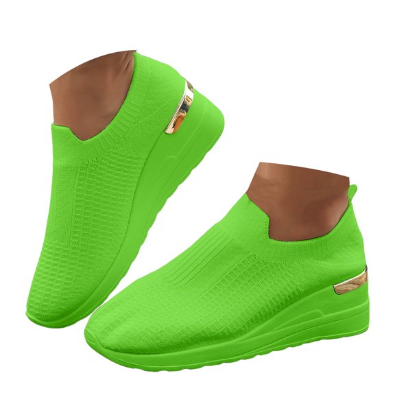Mepaouo Womens Slip on Walking Shoes Platform Wedge Sock Shoe Non Slip Mesh Tennis Running Sneakers
