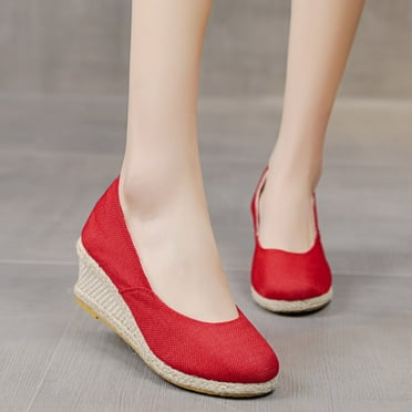 Mepaouo Womens Slip on Wedge Shoes Espadrilles Casual Dress Heels Wedding Party Platform Pumps Size 8