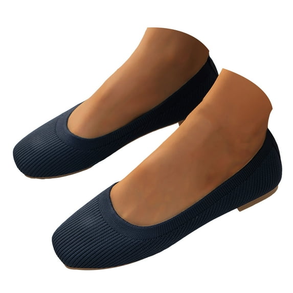 Mepaouo Womens Slip on Work Shoes Square Closed Toe Ballet Dress Shoes Washable Ladies Casual Flats