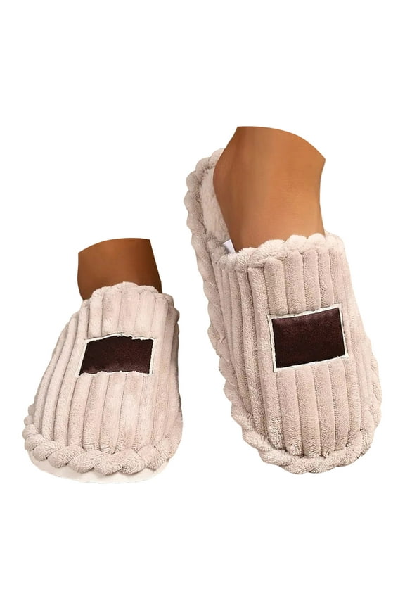 Womens Slippers Corduroy Closed Toe House Bedroom Shoes Memory Foam Winter Warm Indoor Slides