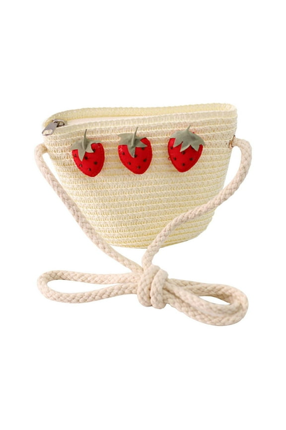 Womens Small Round Straw Crossbody Bag Beach Shoulder Handbag Purse for Summer Beach White