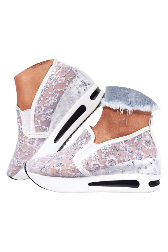 Womens Sneakers Platform Fashion Slip on Walking Shoes Breathable Workout Running Shoes