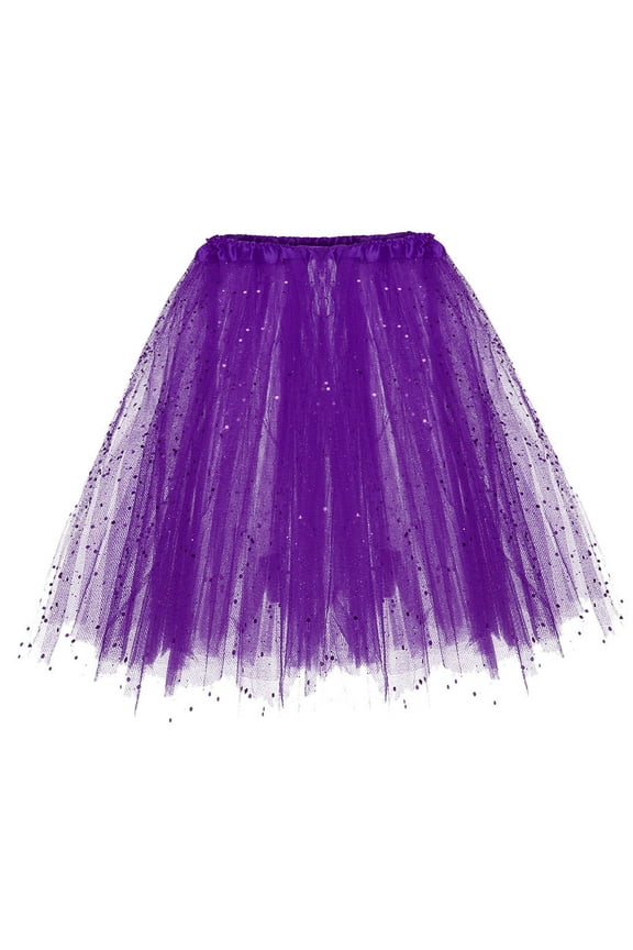 Womens Stars Sequins Tutu Skirt Princess Ballet Dance Dress Sparkle Elastic Tulle Tutu Skirt