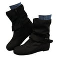 thumbnail image 1 of Mepaouo Slouch Ankle Boots for Women Round Toe Winter Warm Walking Dress Work Booties(Black,8), 1 of 9