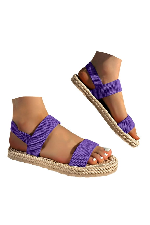 Womens Walking Sandals Elastic Strap Non Slip Flip Flops Summer Beach Pool Dressy Flat Shoes