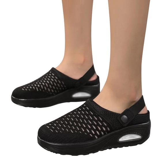 Mepaouo Womens Walking Shoes Slingback Platform Mules with Strappy Memory Foam Air Sport Sneakers