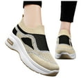 thumbnail image 1 of Mepaouo Womens Walking Shoes Sock Fashion Sneakers Slip on Air Cushion Platform Mesh Shoes(Beige,6.5), 1 of 6