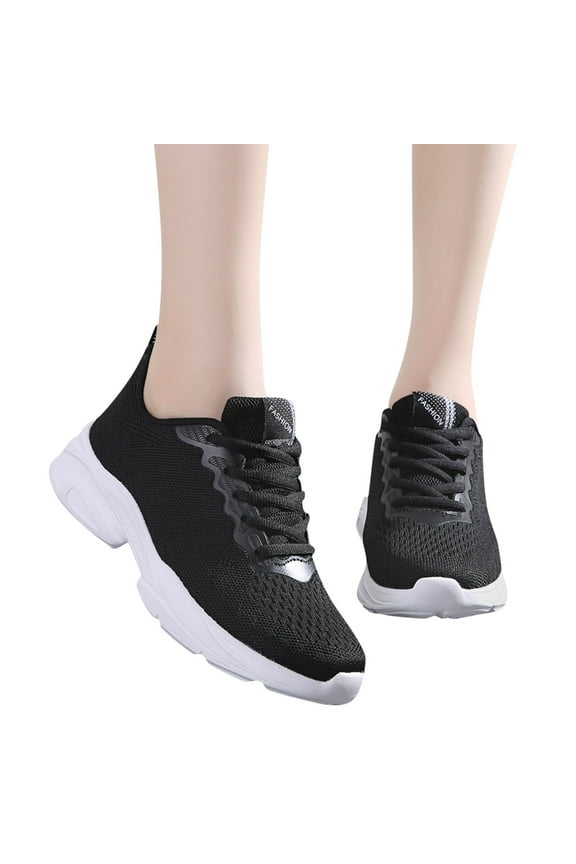 Womens Walking Tennis Shoes Memory Foam Lightweight Gym Work Casual Slip on Sneakers(Black,8.5)